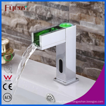 Fyeer Bathroom Waterfall Basin Tap Automatic Sensor Faucet with LED (QH0155F)